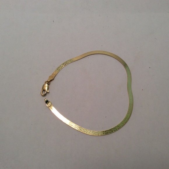 10K SOLID YELLOW REAL GOLD REVERSIBLE GREEK KEY HERRINGBONE bracelet  2.10GR  7 - Picture 4 of 9
